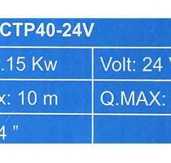 جدول مشخصات پمپ آب ورما مدل DCTP40-24v