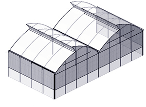 طرح سه بعدی از گلخانه بال کوسه ای